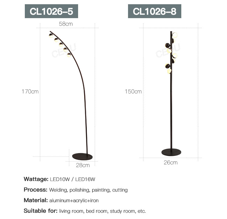 CEOU acrylic led reading floor lamp customized for hotel-4