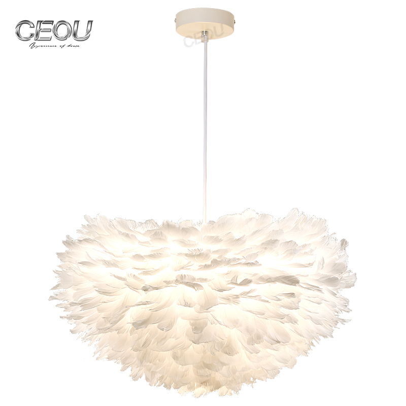 Nordic feather lamp contemporary and contracted bedroom individual character style sweet and romantic white lamps With Good Price-CEOU