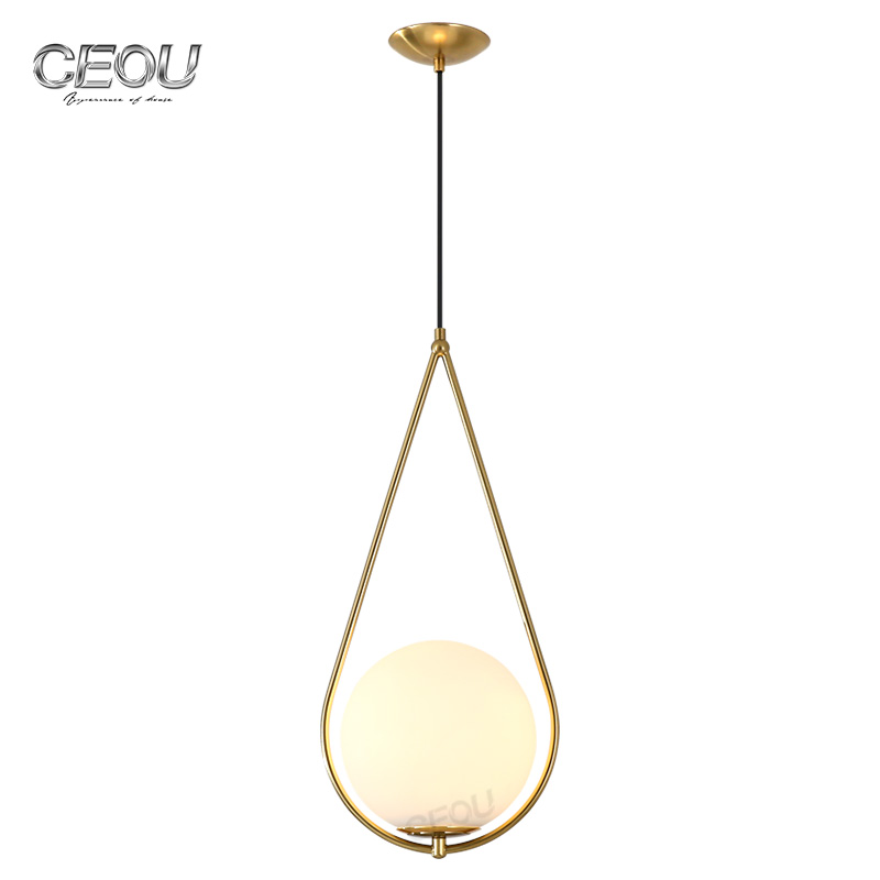 Factory Price Bedside chandelier Nordic light luxury creative balcony lamp spherical dining bar single head small chandelier Supplier-CEOU
